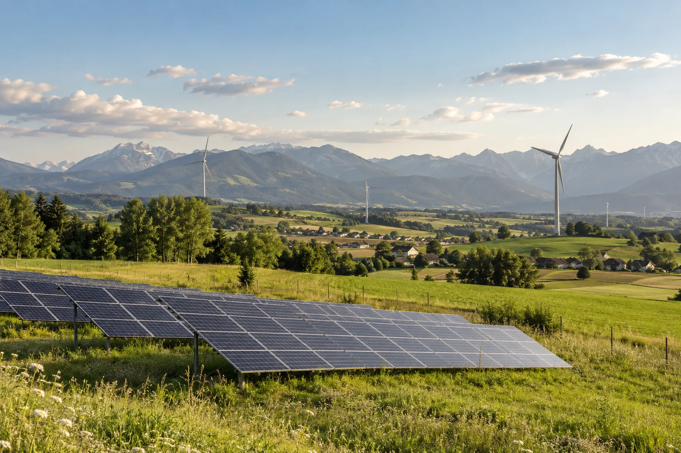 Solaranlage in einer österreichischen Landschaft
