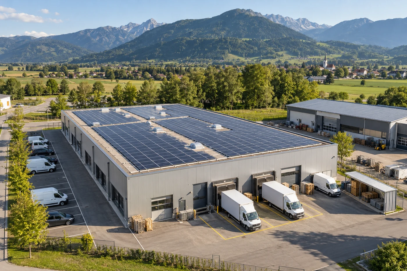 Photovoltaikanlage auf einer Gewerbehalle