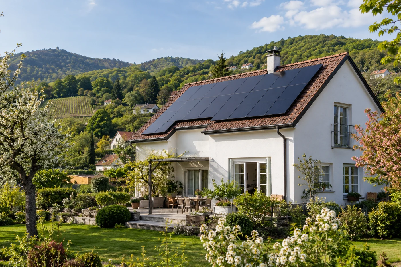 Solaranlage auf einem Haus nahe Baden bei Wien