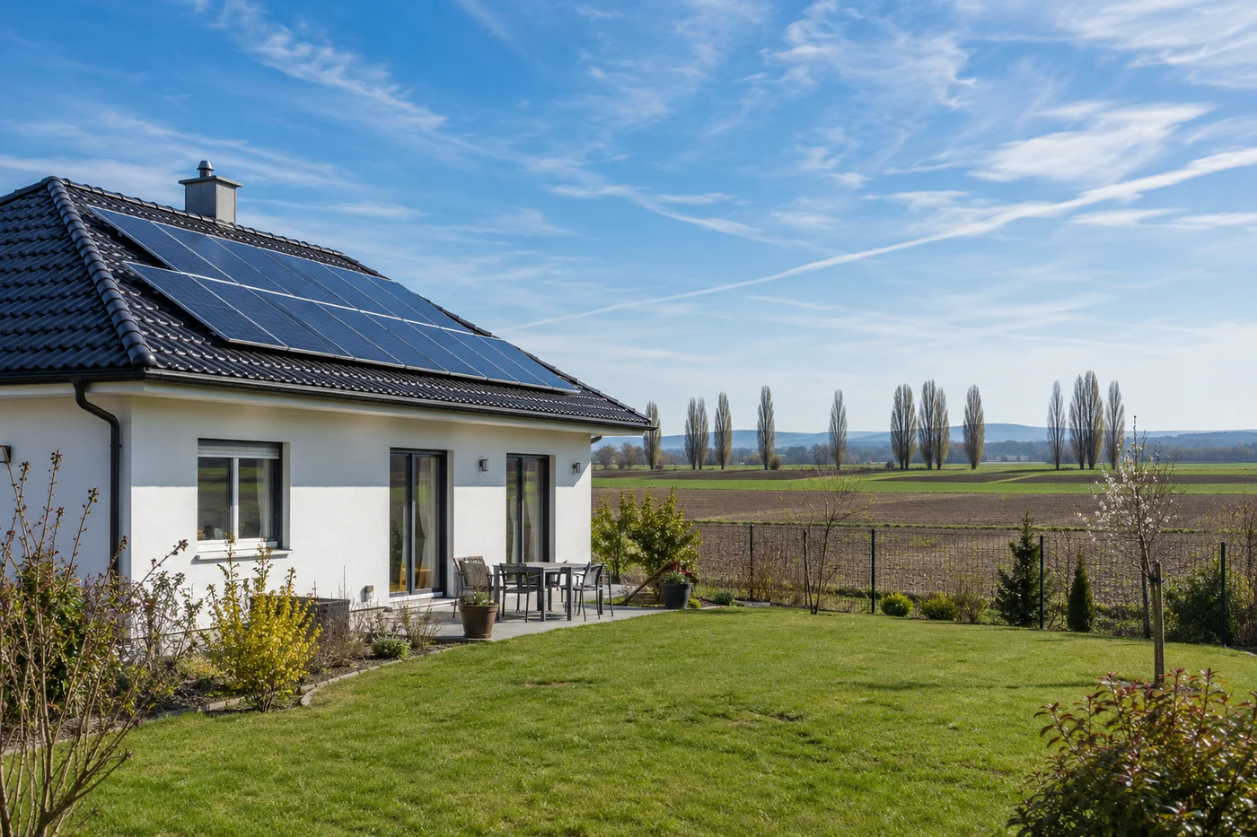 Solaranlage auf einem Wohnhaus im Marchfeld