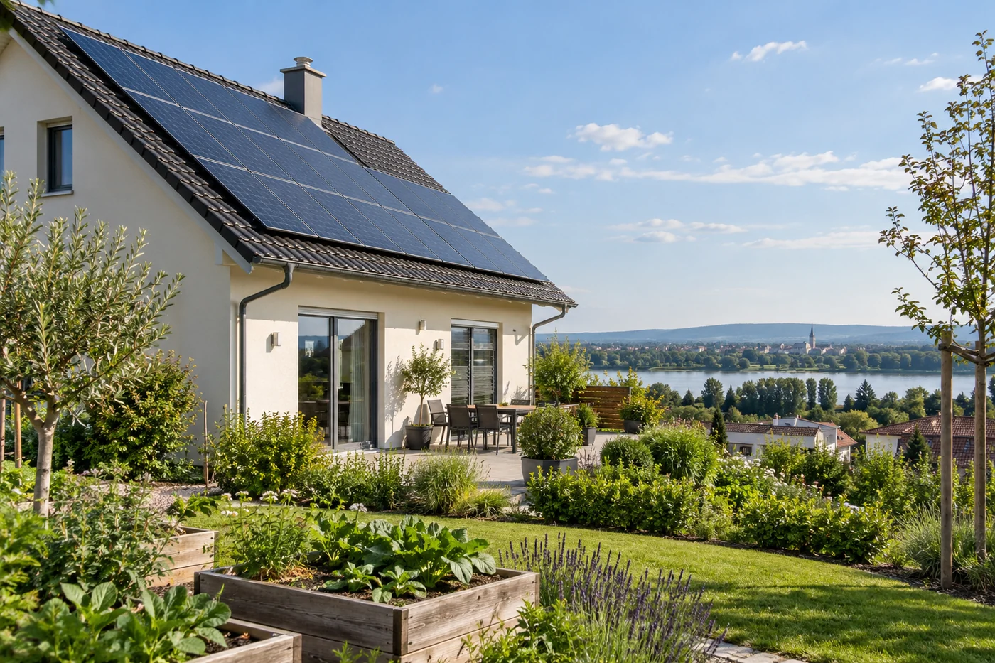 Solarmodule auf einem Einfamilienhaus bei Korneuburg