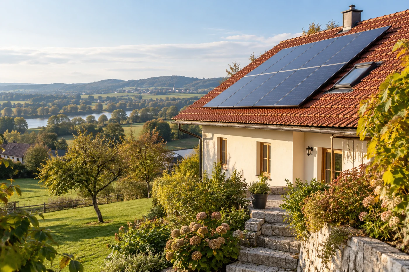 Solardach eines Wohnhauses im Innviertel