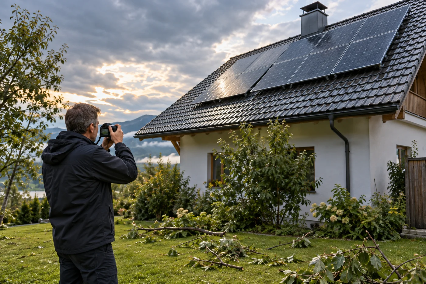 Prüfung einer Photovoltaikanlage nach einem Sturm