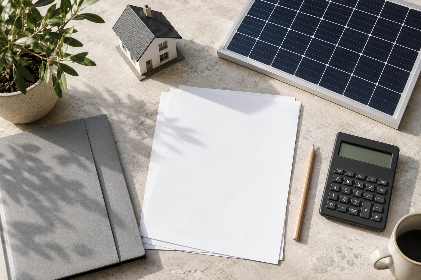 Unterlagen und Solarmodulmuster zur Planung einer PV-Förderung