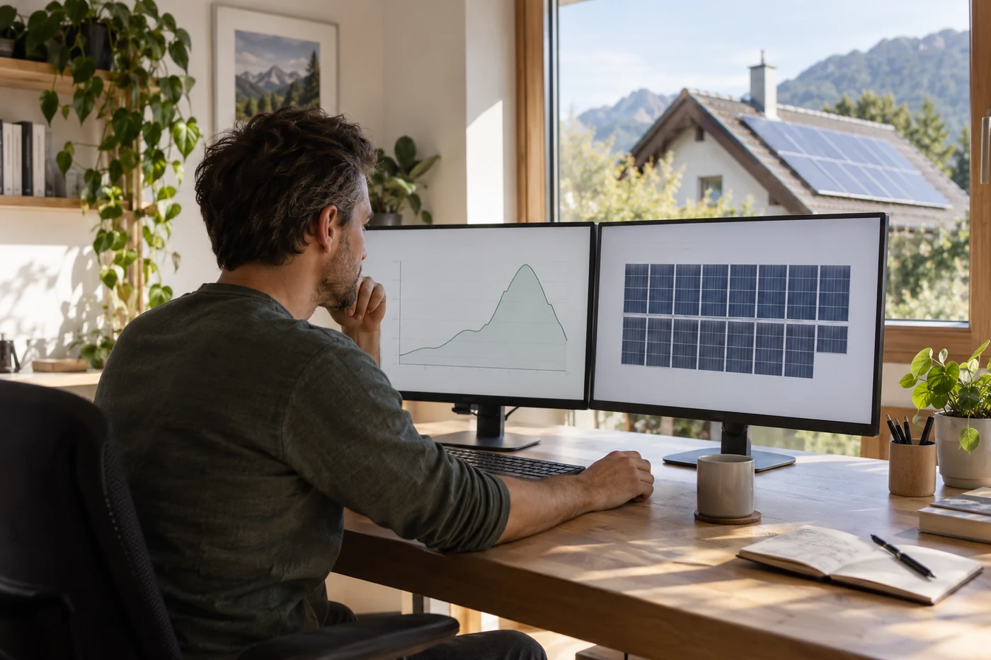 PV-Monitoring mit Anlagenkurve und Modulübersicht