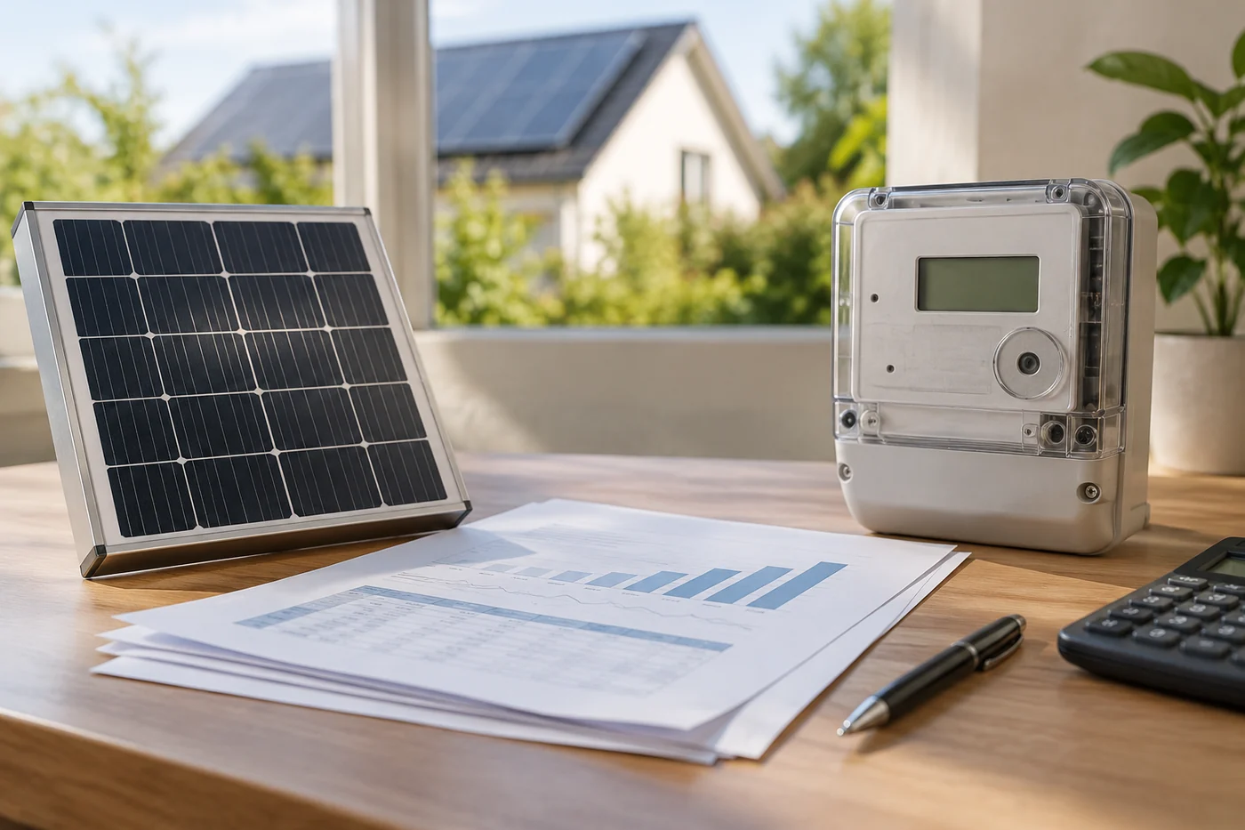 Unterlagen und Solarmodulmuster bei der Tarifplanung