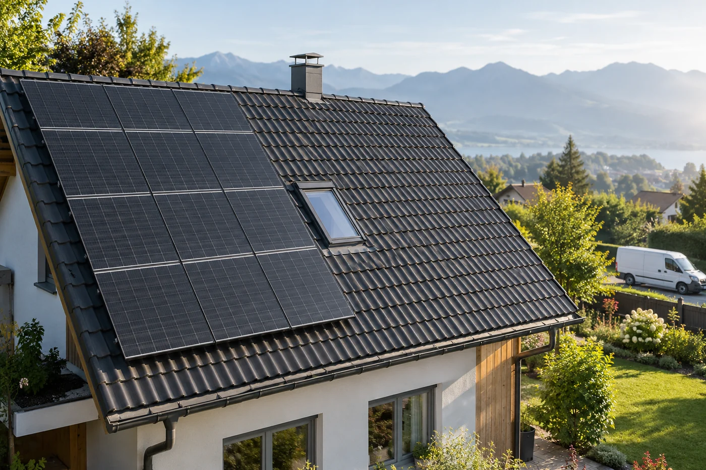Teilweise belegtes Dach mit Platz für weitere Photovoltaikmodule