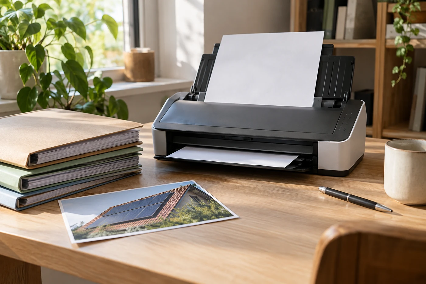 Projektunterlagen neben einem Scanner