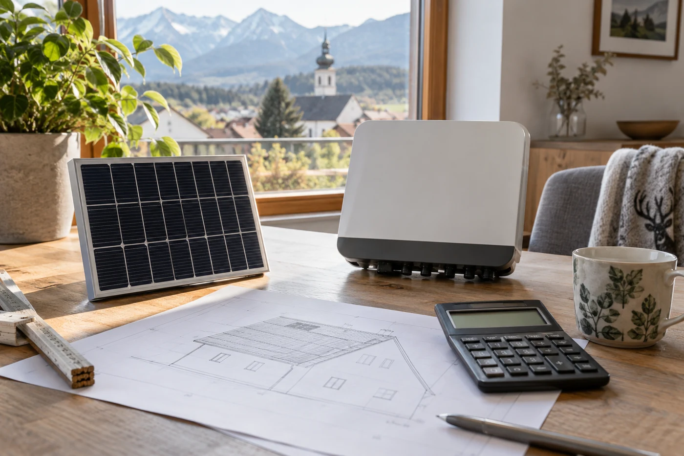 Solarmodulprobe und Planungsunterlagen beim Kostenvergleich