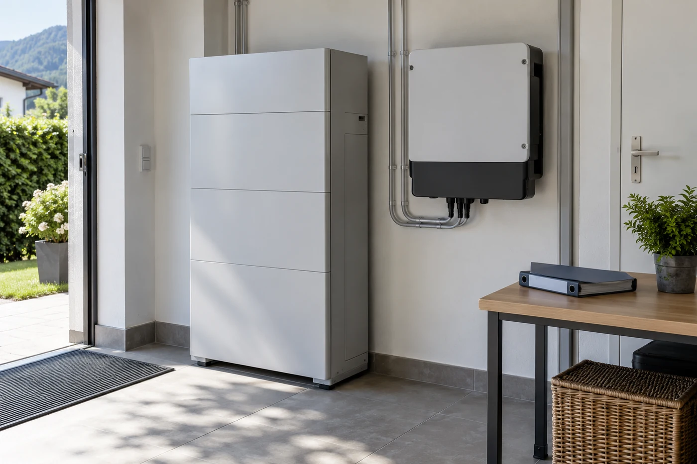 Speicherschrank und Unterlagen in einem Technikraum