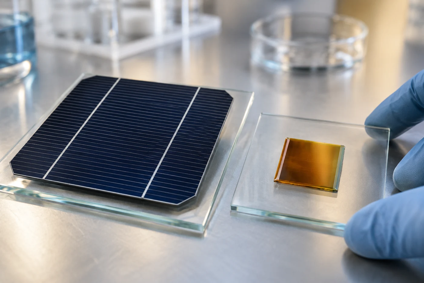 Solarzellenproben auf getrennten Glasunterlagen