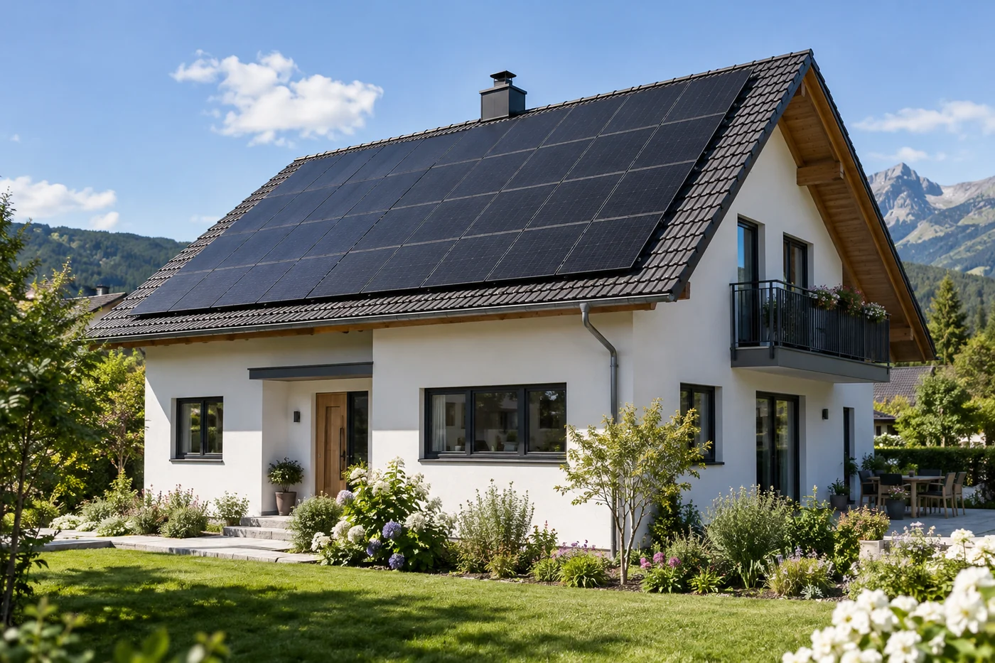 Photovoltaik auf dem Dach eines österreichischen Hauses
